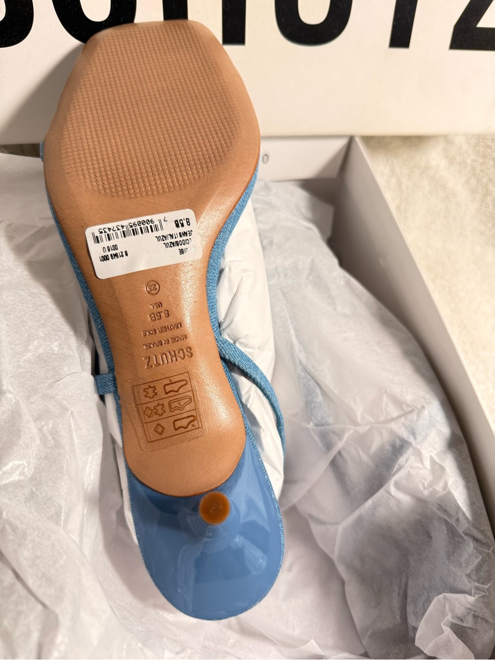 SCHUTZ Sky Blue Patent Slide Sandal - Picture 2 of 4